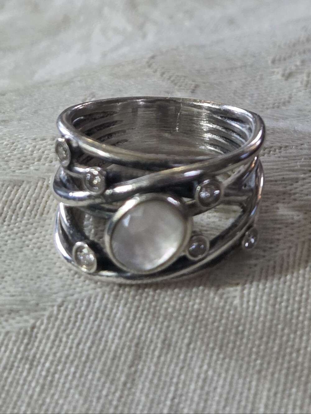 Gabriel & Co Multiband Gemstone Ring, SS, Size 8.5